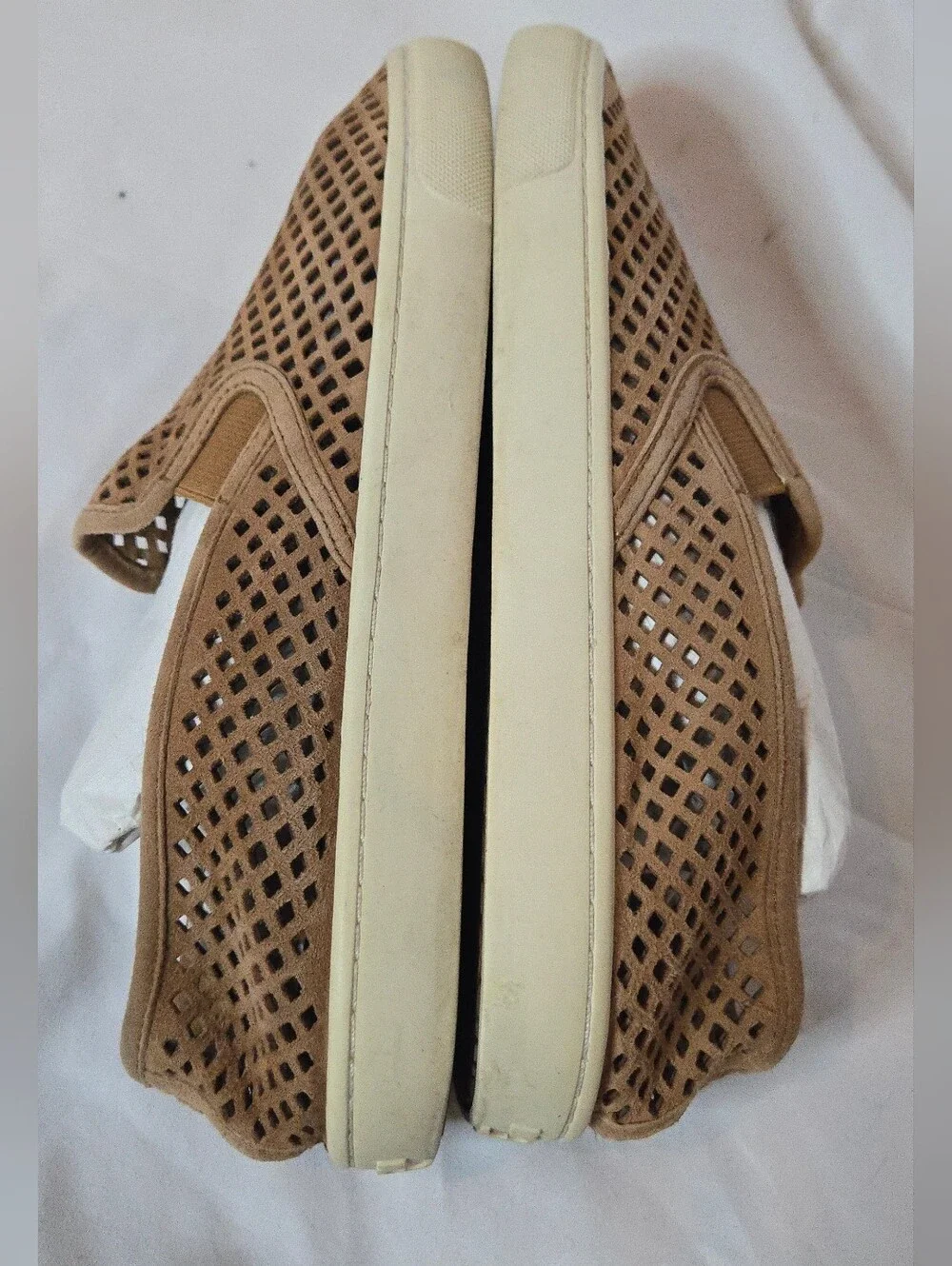 Tory Burch Jesse Women's 8.5 Leather SuedeSlip-On Perforated Casual Sneakers Tan